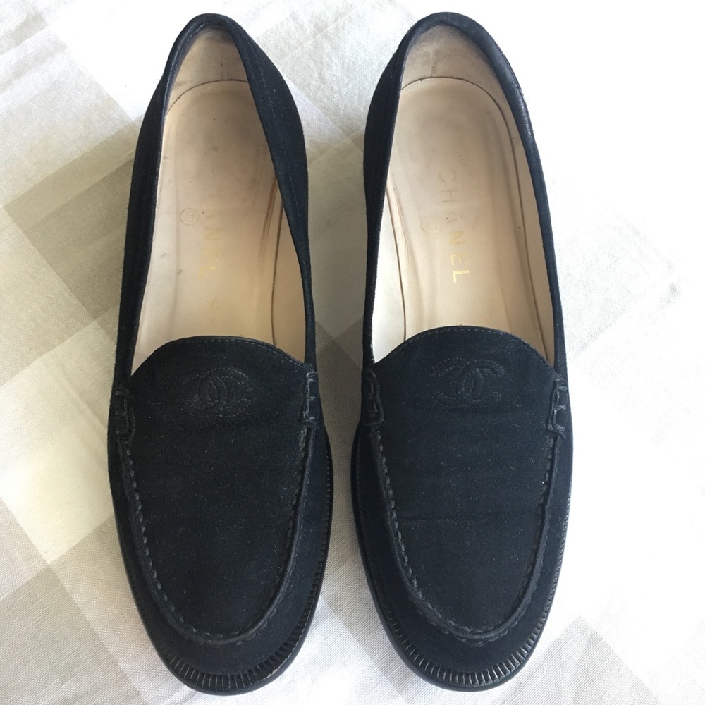 Chanel Black Suede Loafers
